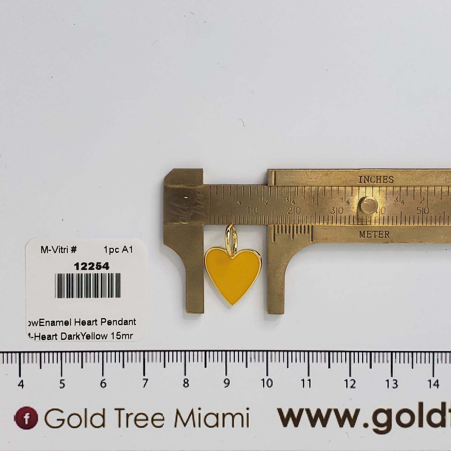 12254 15mm Dark Yellow Enamel Heart Pendant