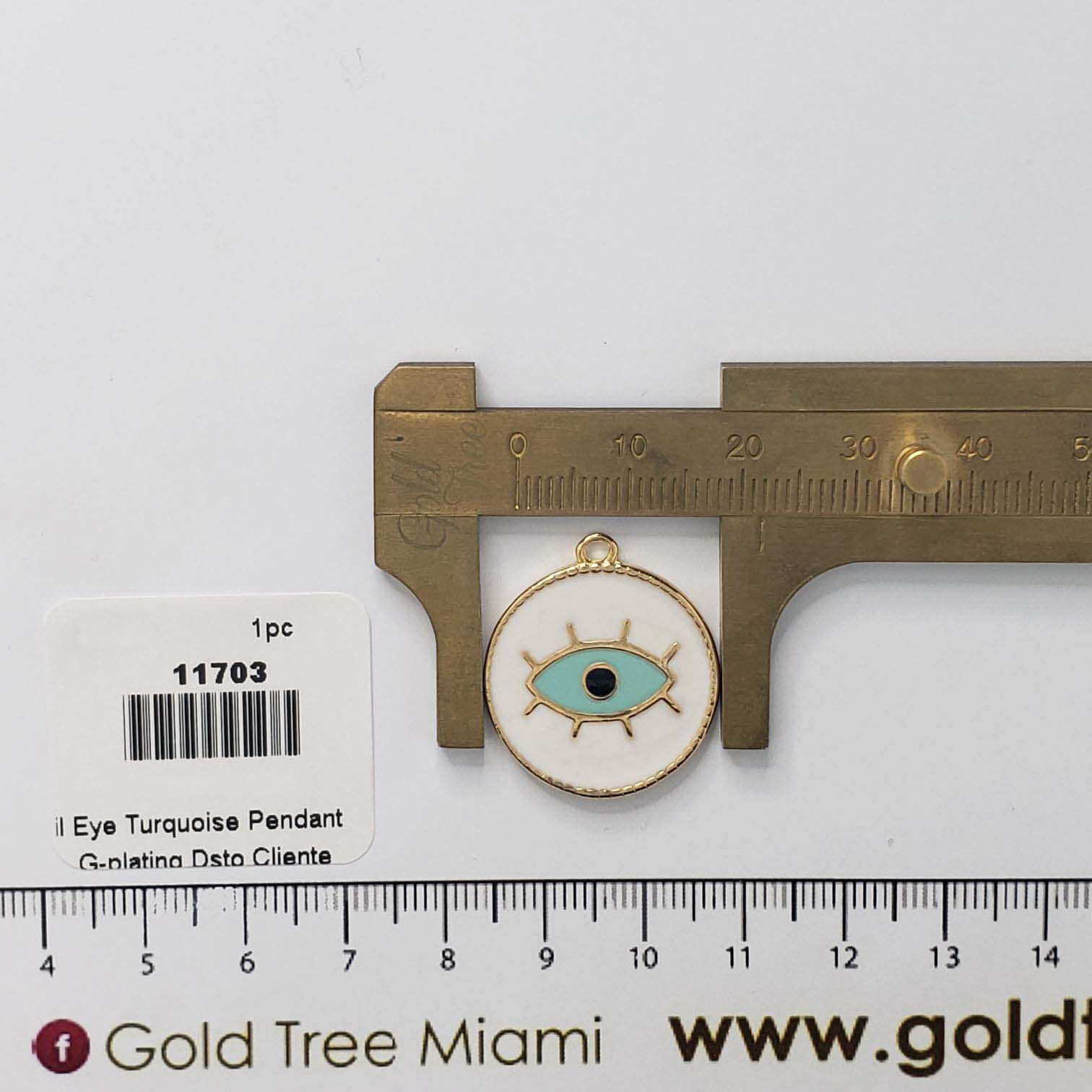 11703 White Enamel Evil Eye Pendant