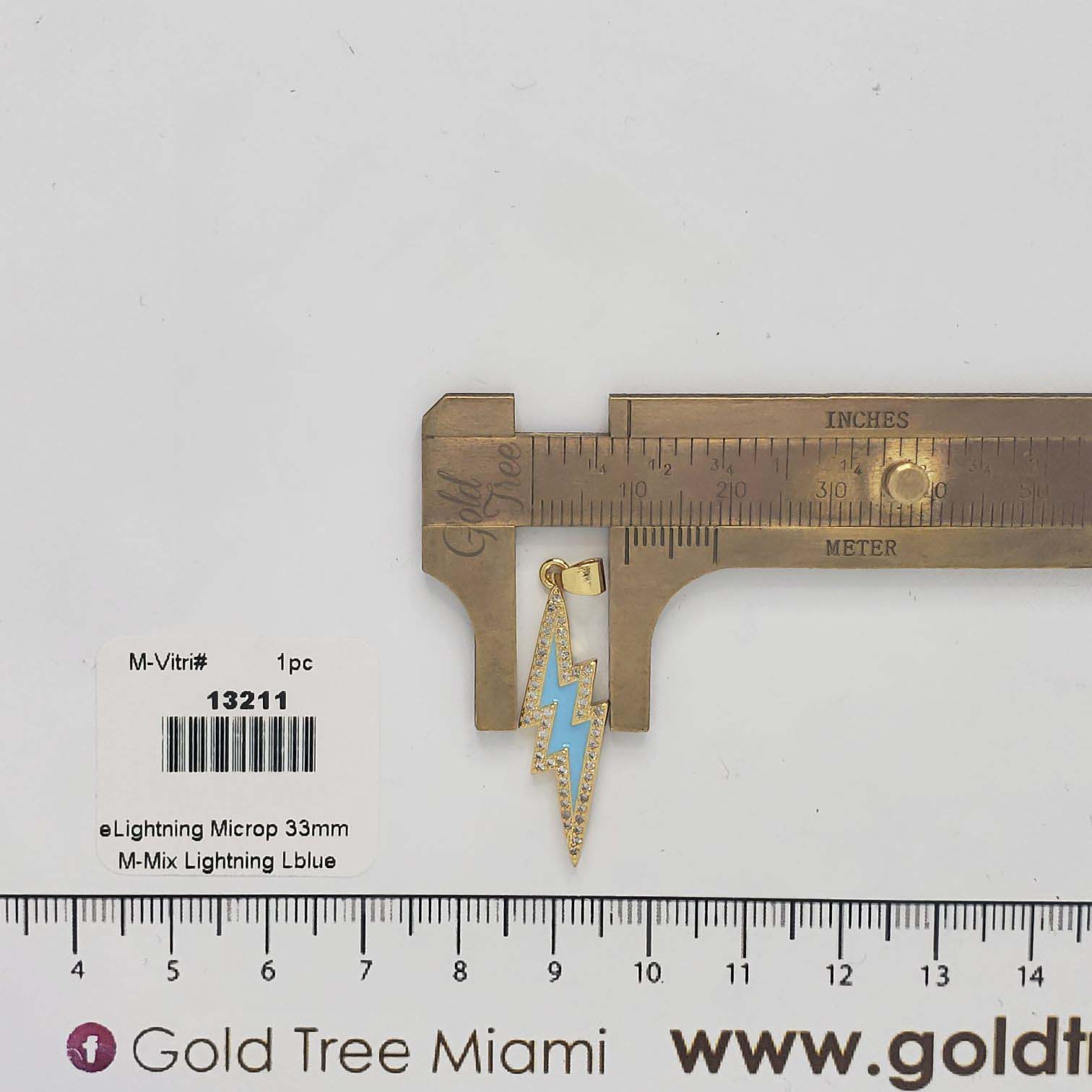 13211 Micropave Light Blue Lightning Pendant