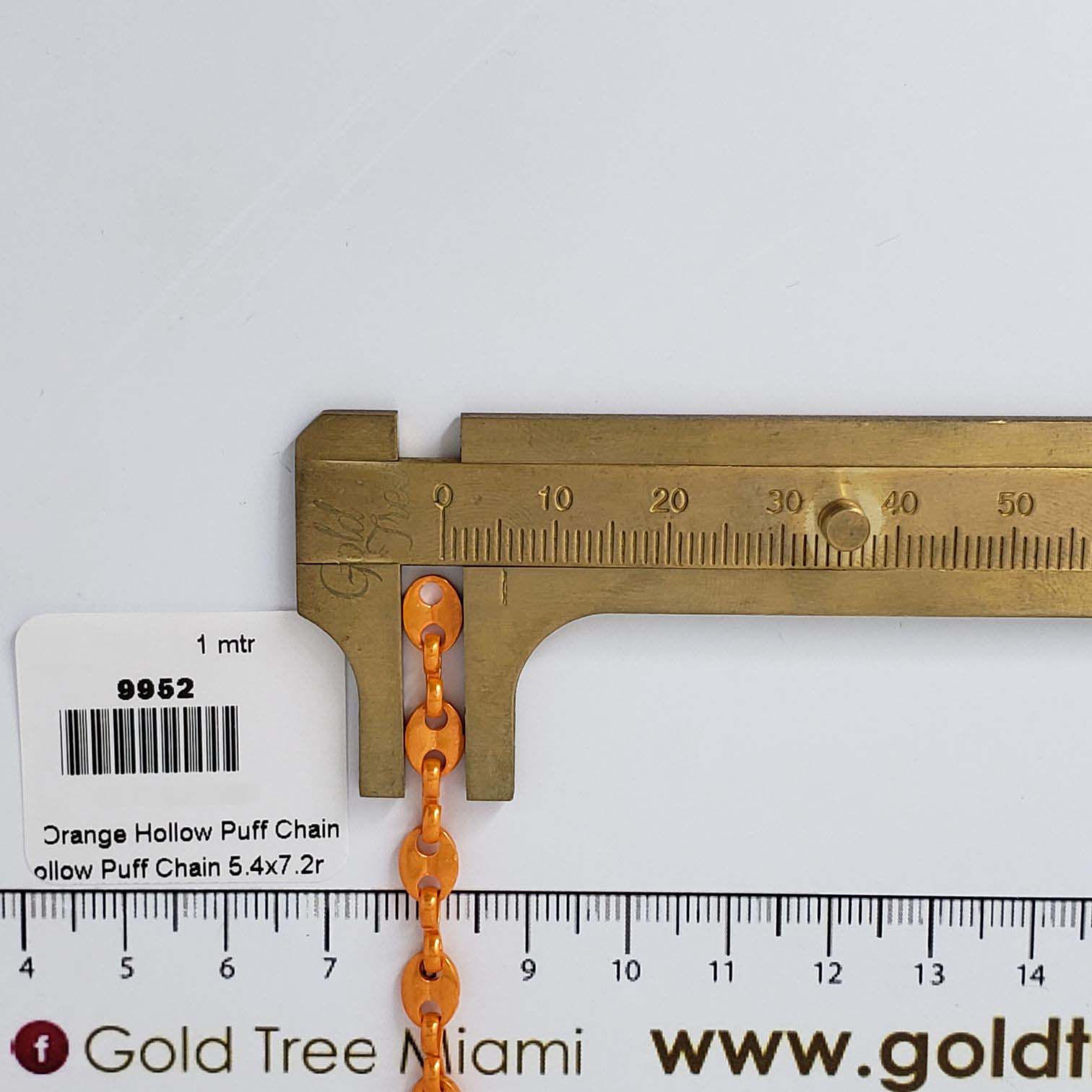 9952 Orange Hollow Puff Chain