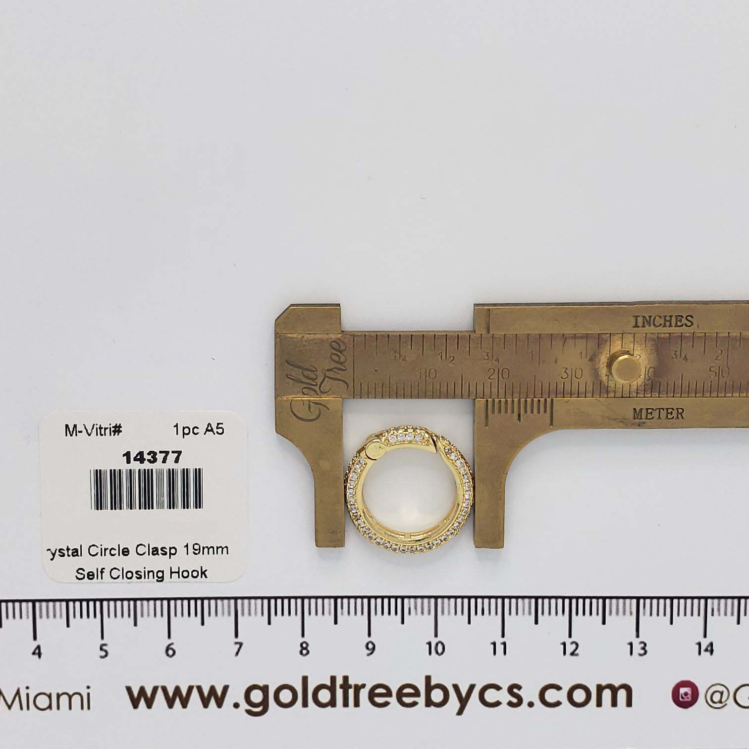 14377 19mm Crystal Circle Clasp Gold