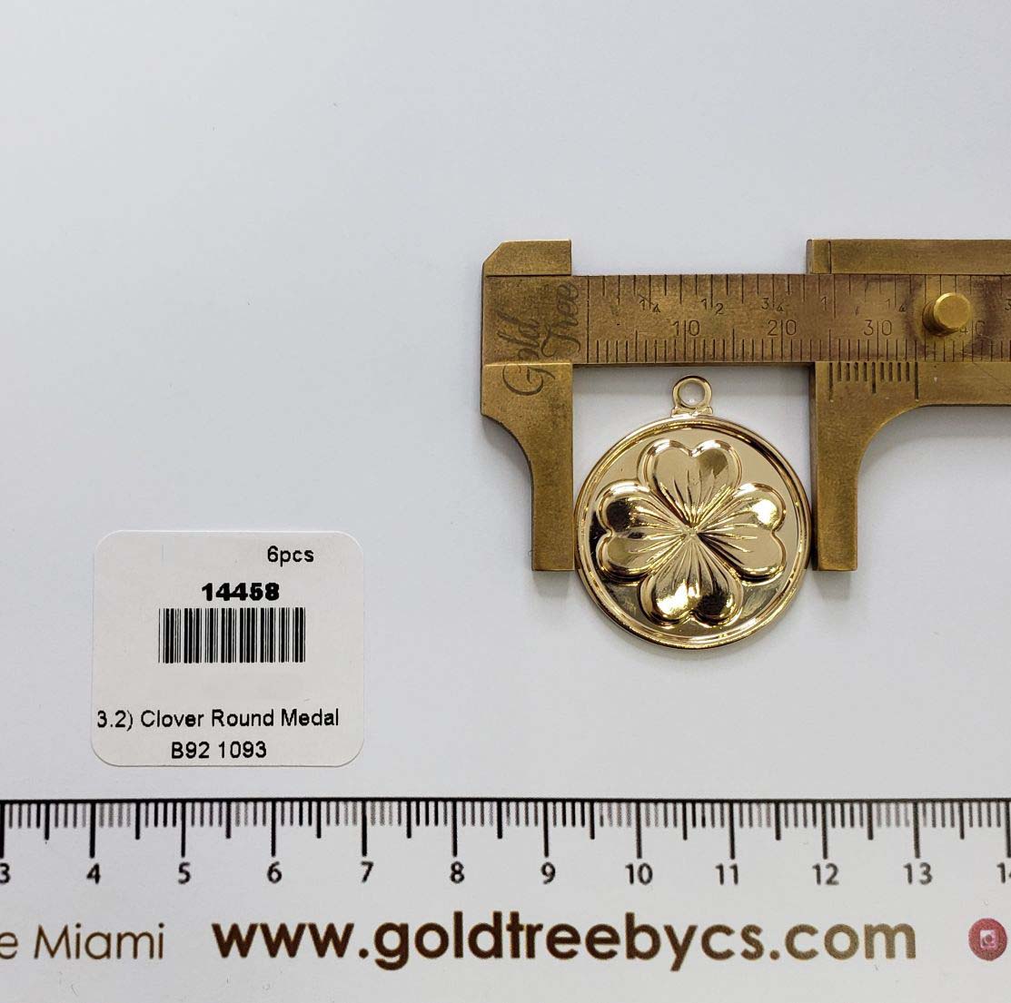 14458 Gold Clover Round Medal