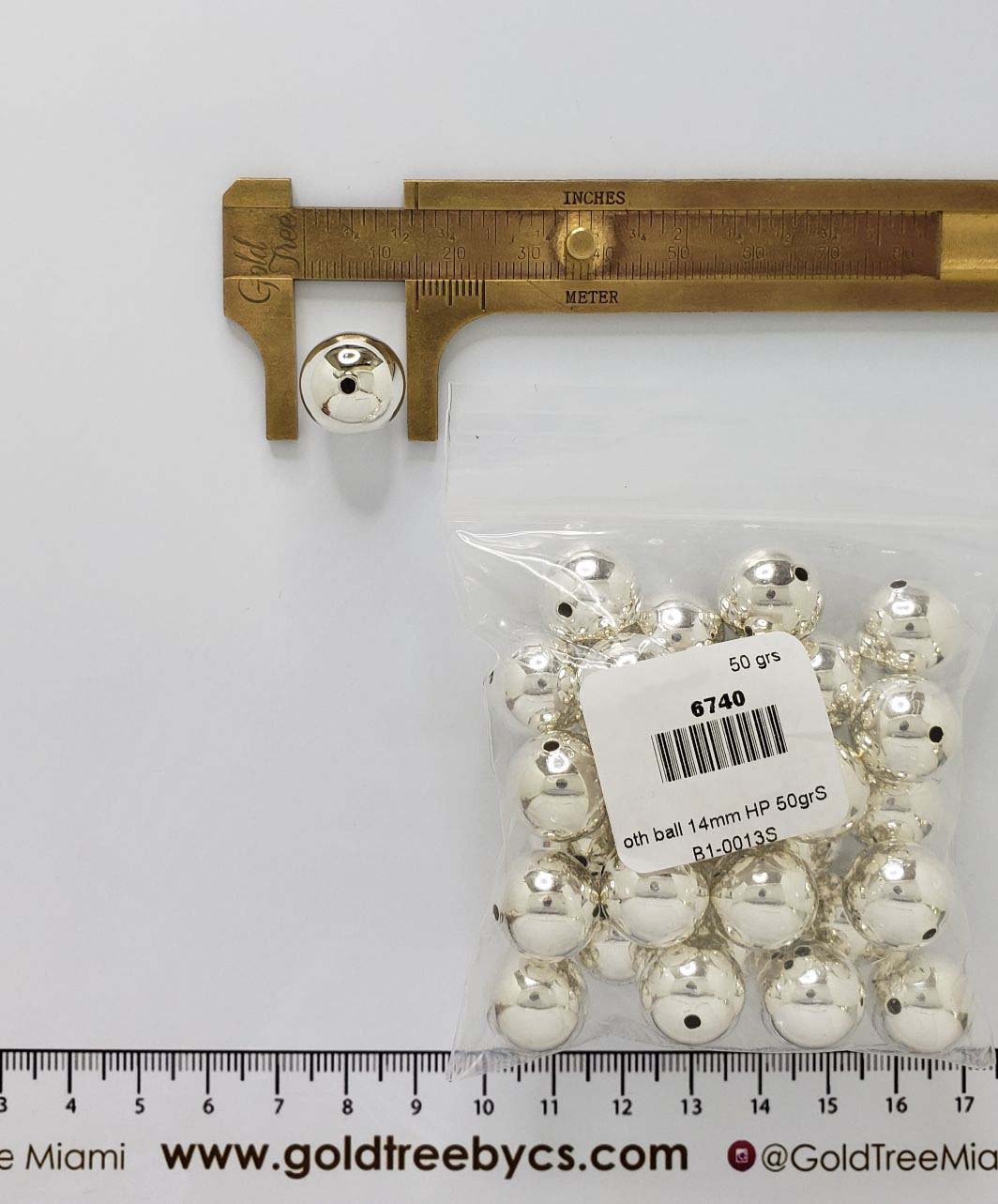 6740 Cuentas redondas lisas de agujero pequeño de 14mm