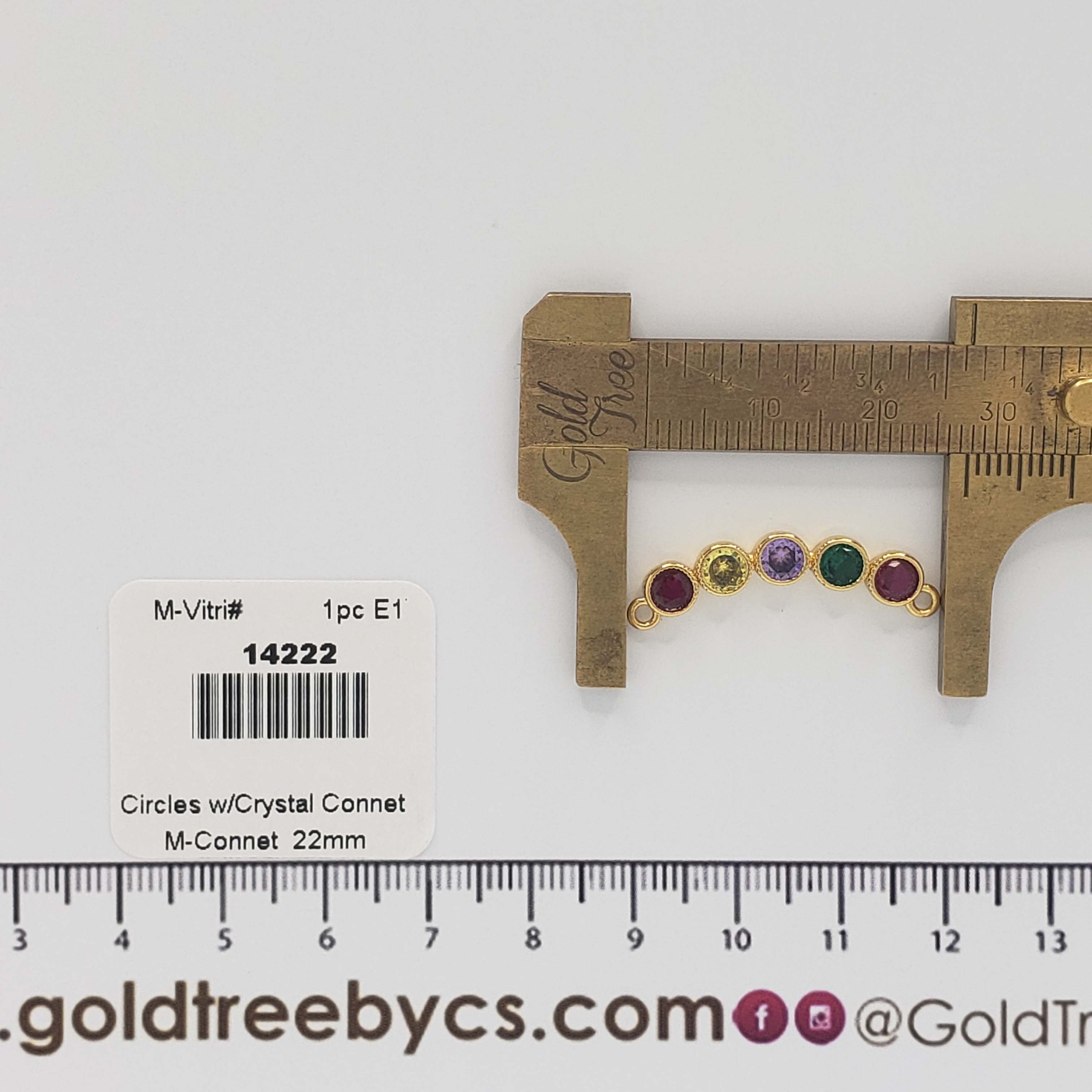 14222 Conector de Cristal Círculos Vibrantes con Colores