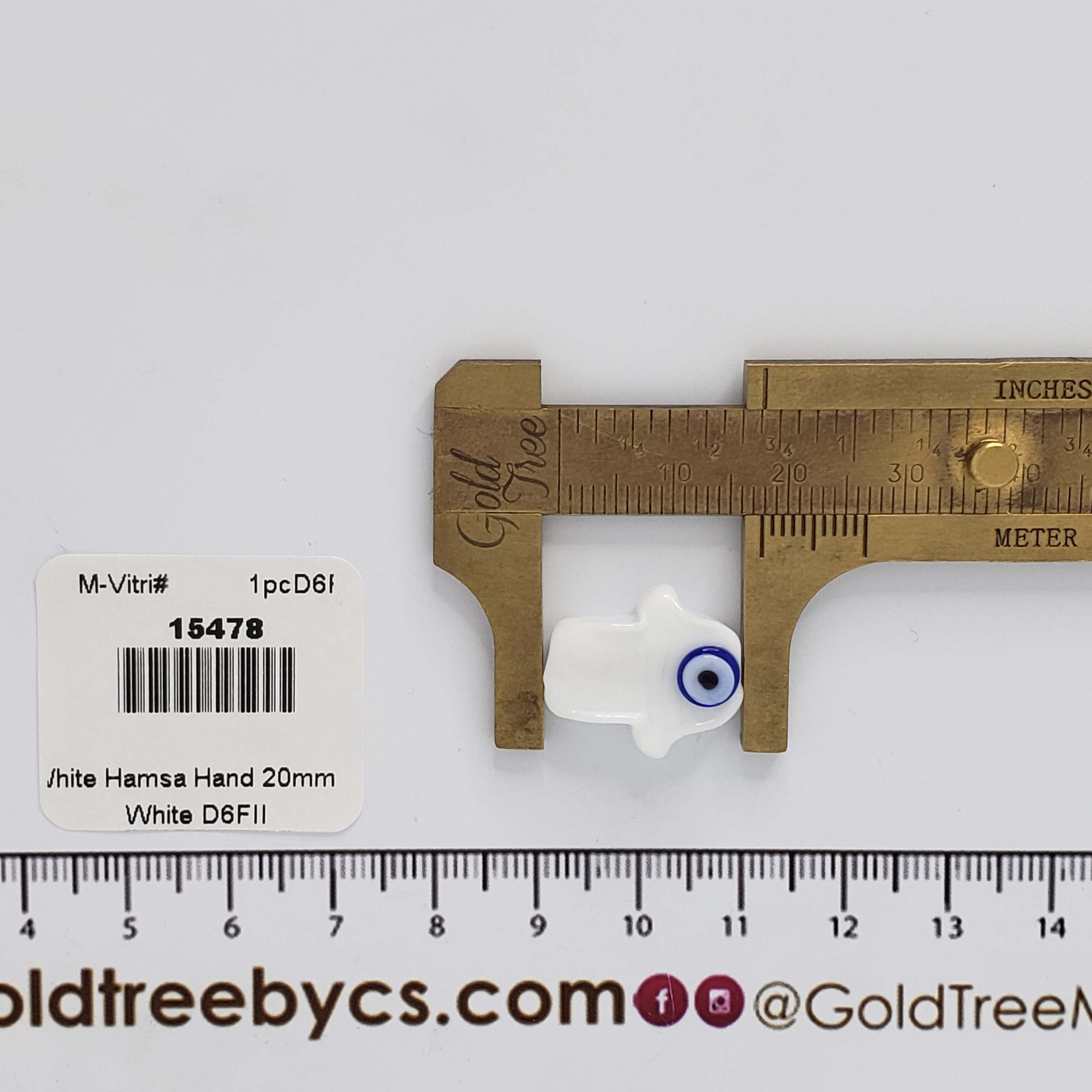 15478 Cadena de Mano de Hamsa Blanca