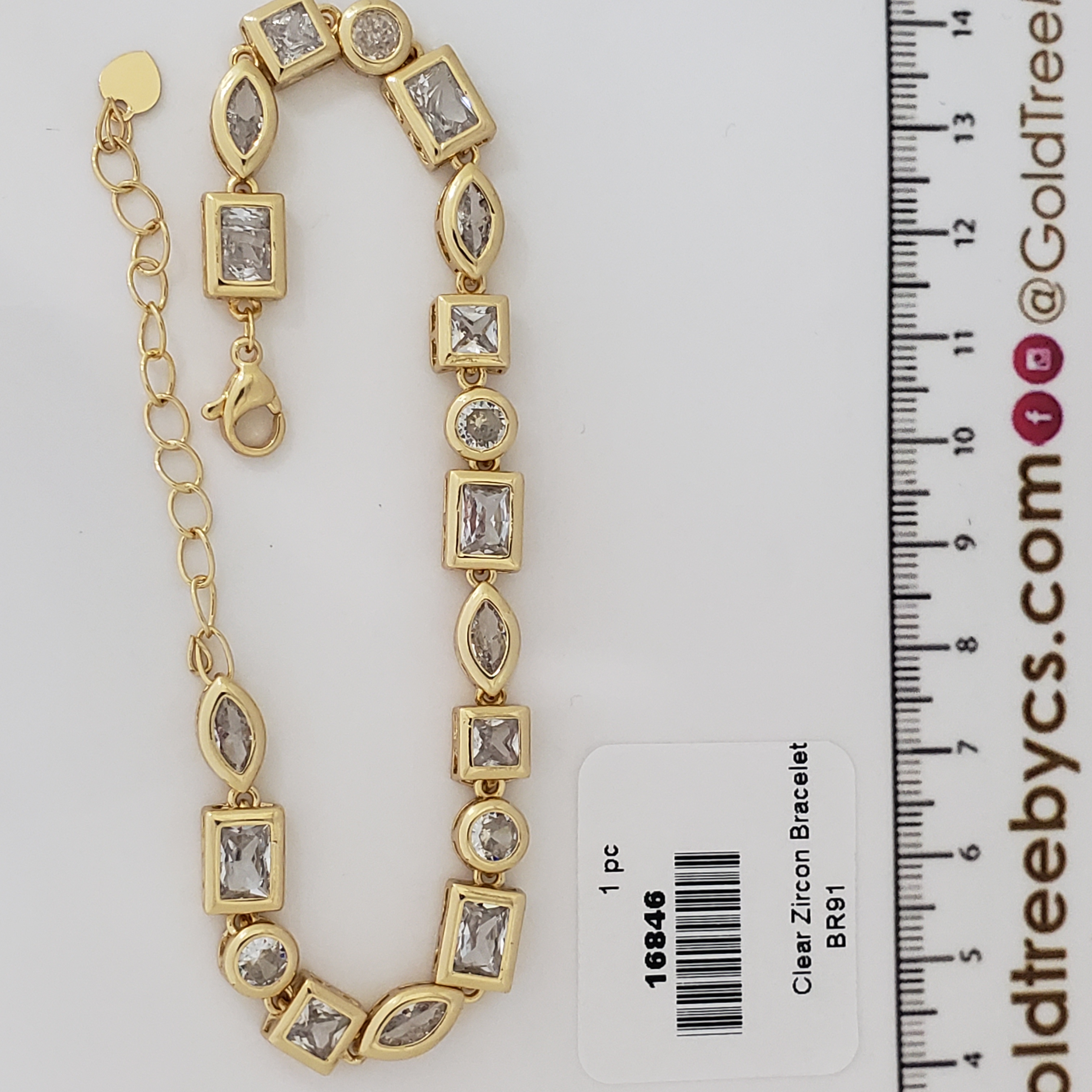 16846 Gold Geometric Zircon Bracelet