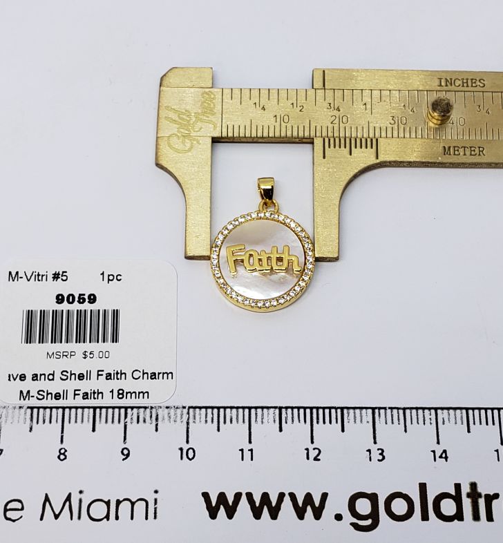 9059 Micropave and Shell Faith Charm