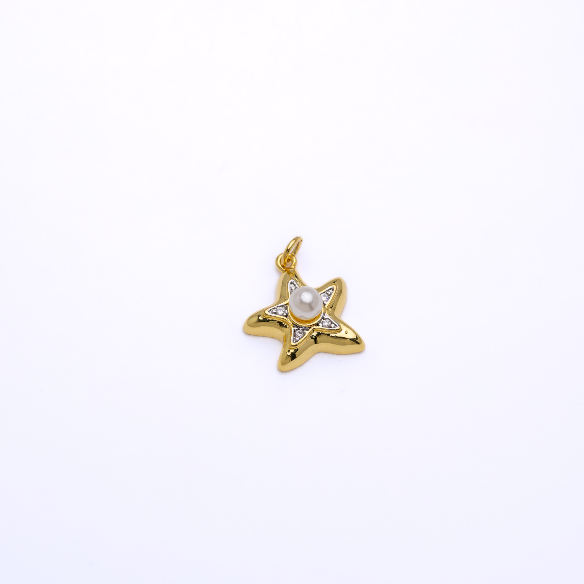 20867 Gold Starfish Charm with Pearl