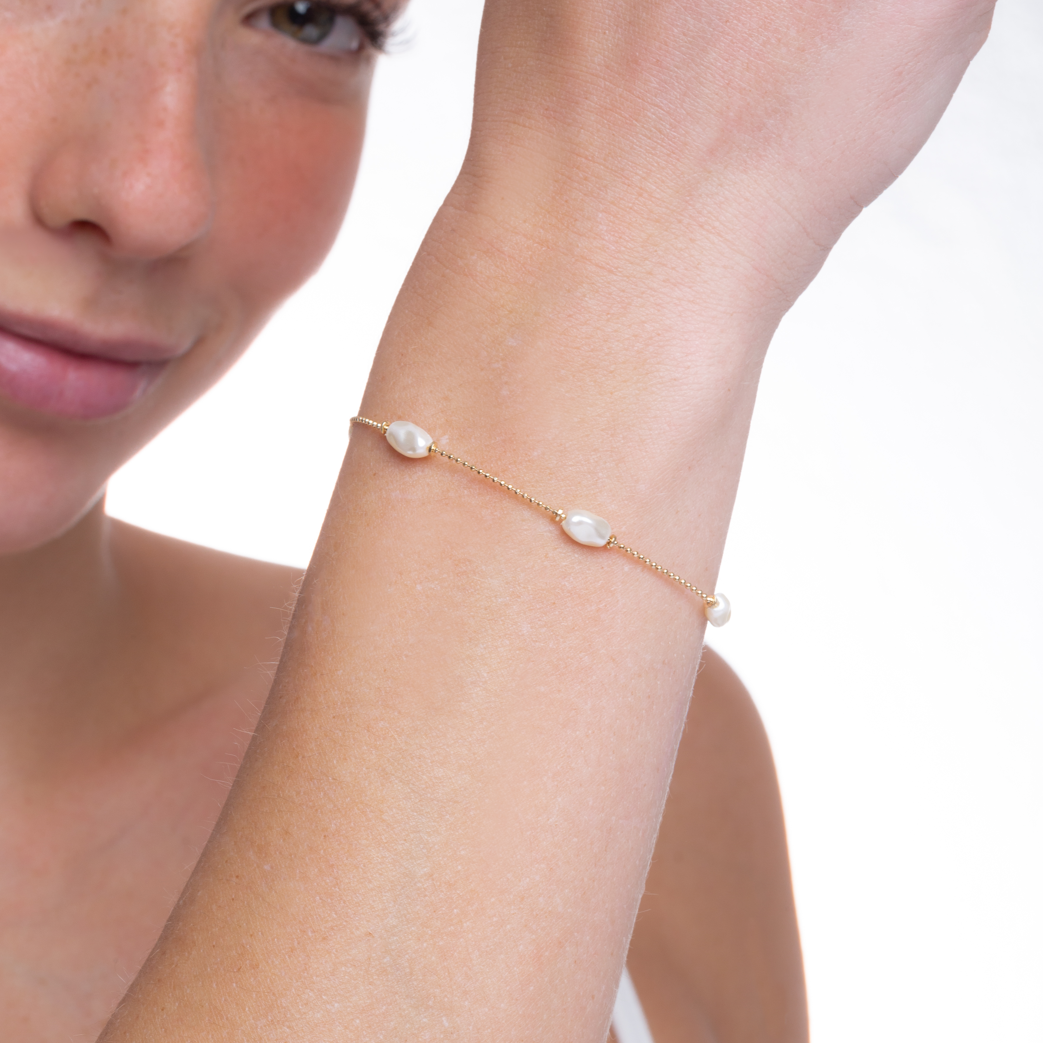 19794 Pulsera de Cadena de Bola con Perlas