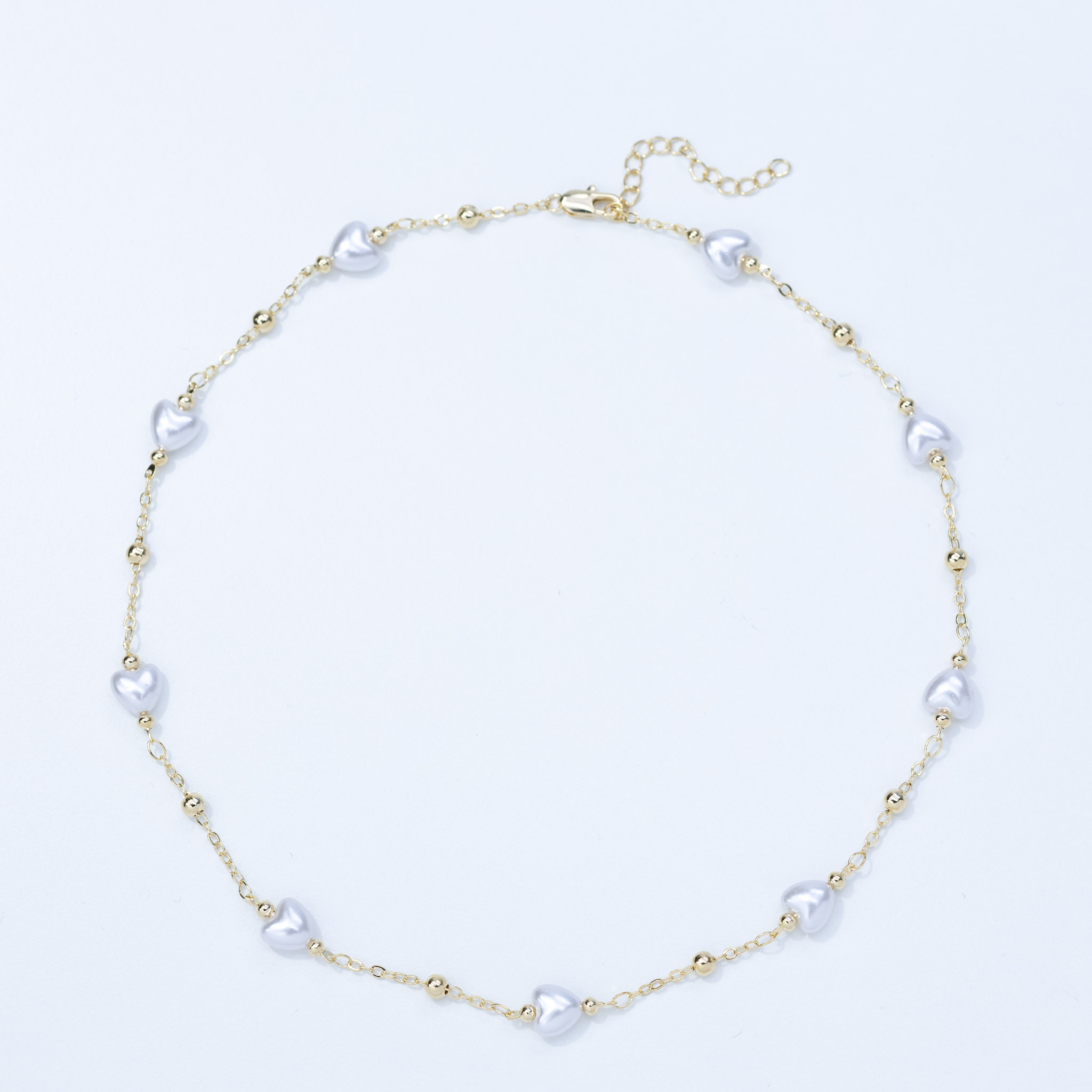 20087 Chain Heart with Ball Pearls 8mm - 40cm 