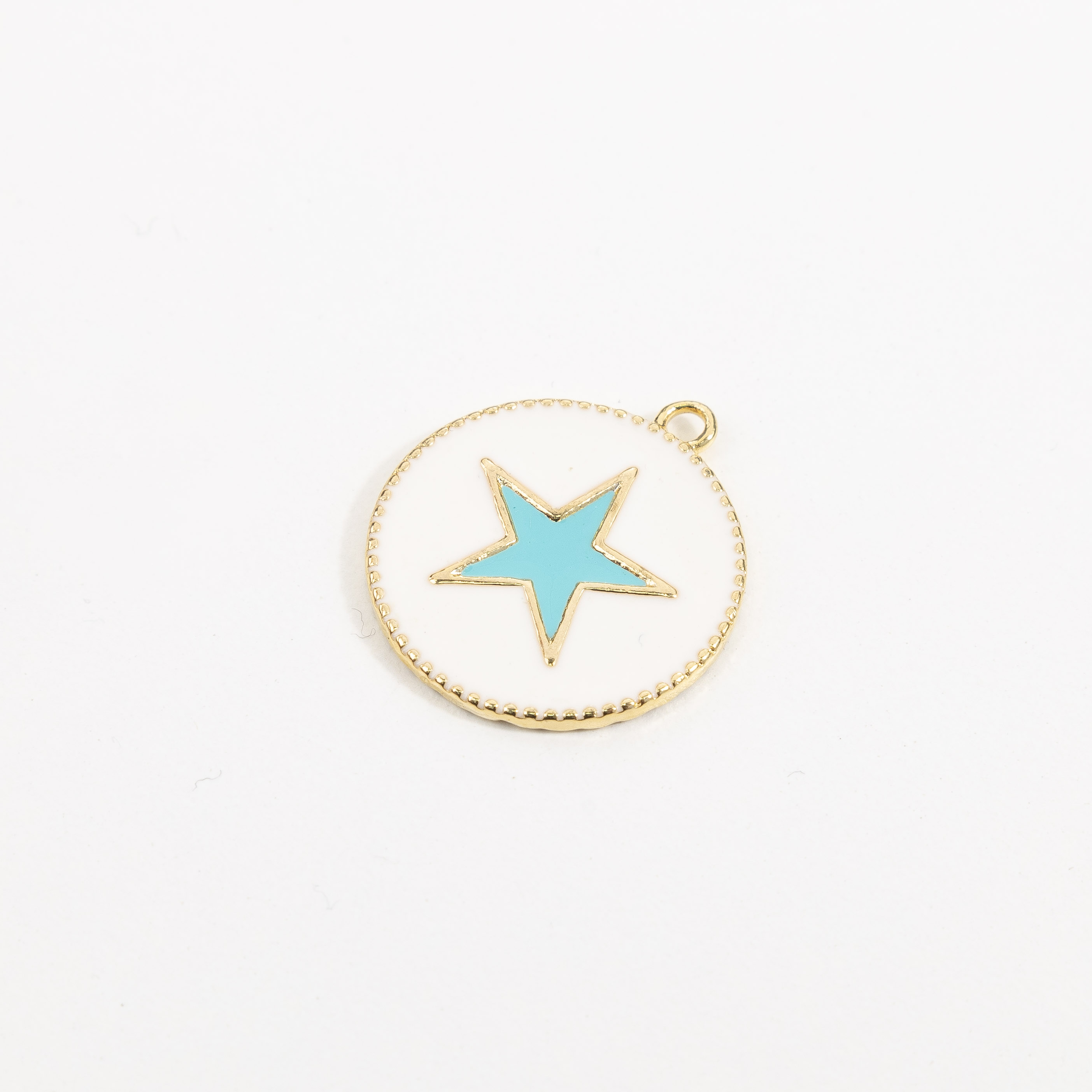 9769 White Enamel Turquoise Star Pendant