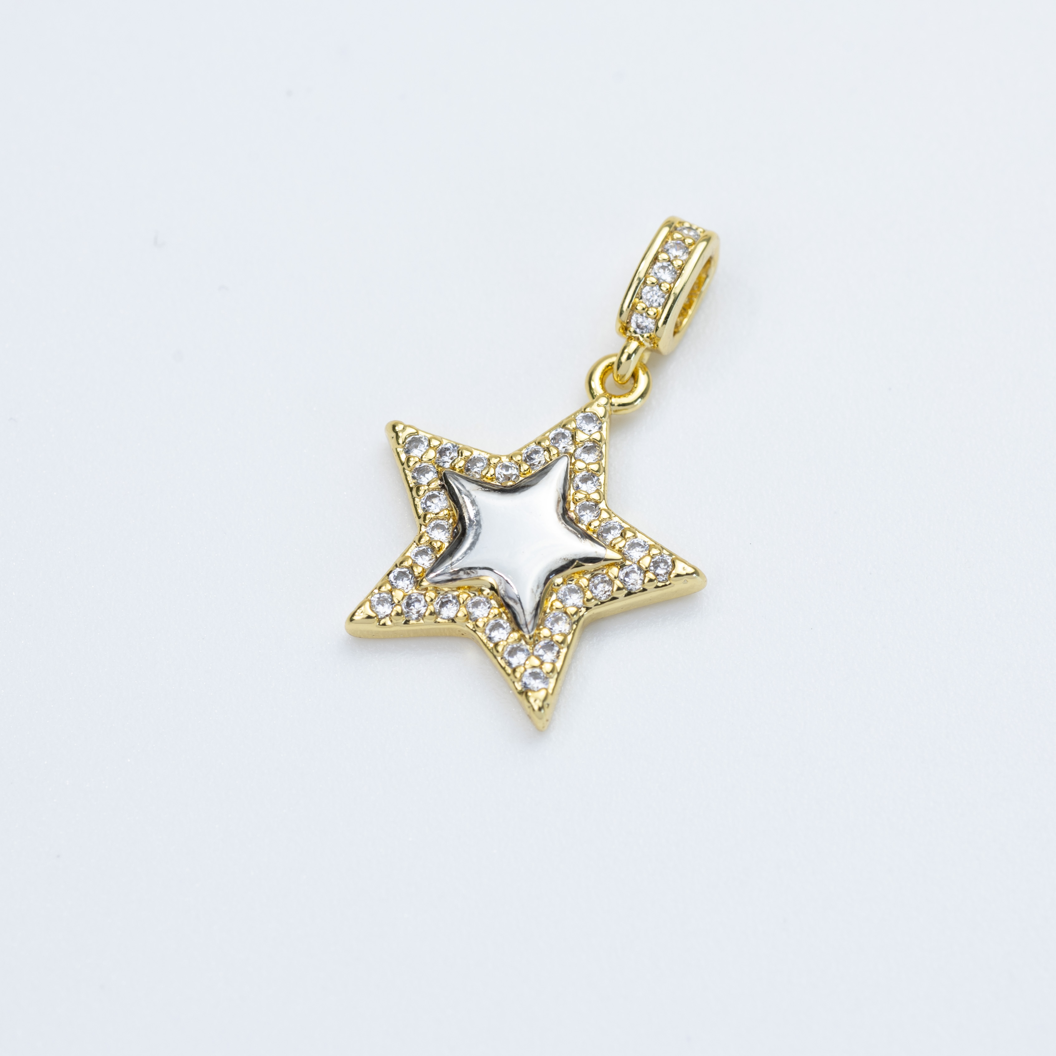 19603 Gold and Silver Star Pendant with Cubic Zirconia