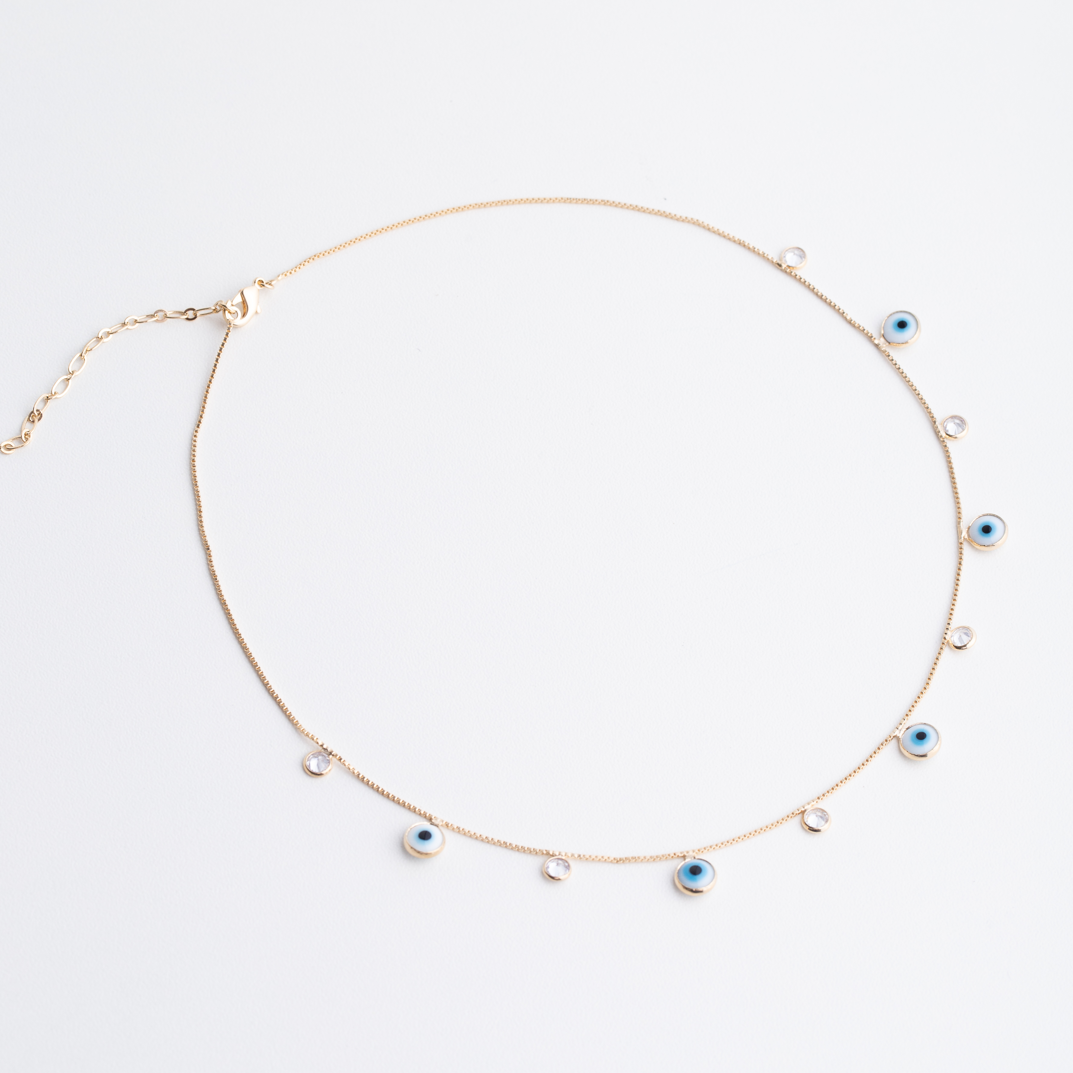 19665 Collar Cadena Con Dijes de Ojos y Cristales