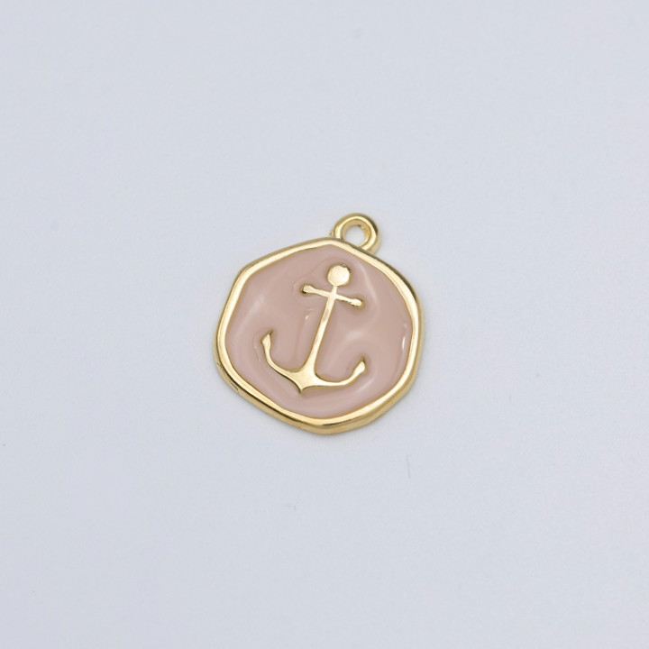 20811 Beige Anchor Enamel Pendant