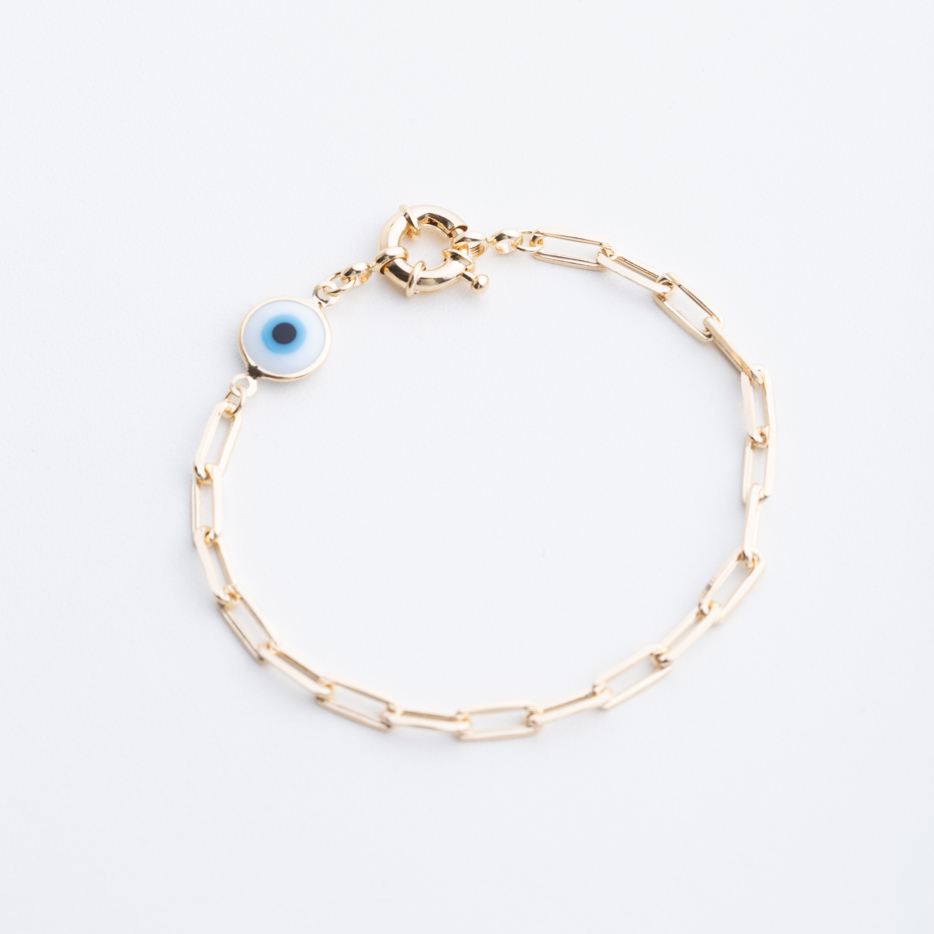 19427 Pulsera de Cadena Dorada con Dije de Ojo Turco