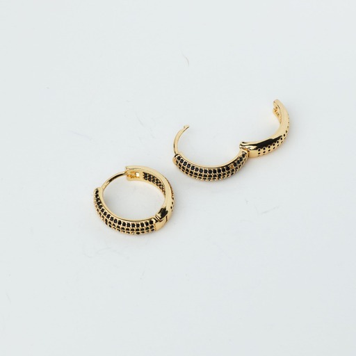 16572 Arracada Negra 20X5mm Con Zirconia